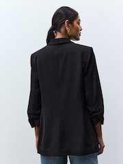 Svart - Avslappnad Ruched Sleeve Kavaj - Bild 4 av 6