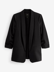 Svart - Avslappnad Ruched Sleeve Kavaj - Bild 6 av 6