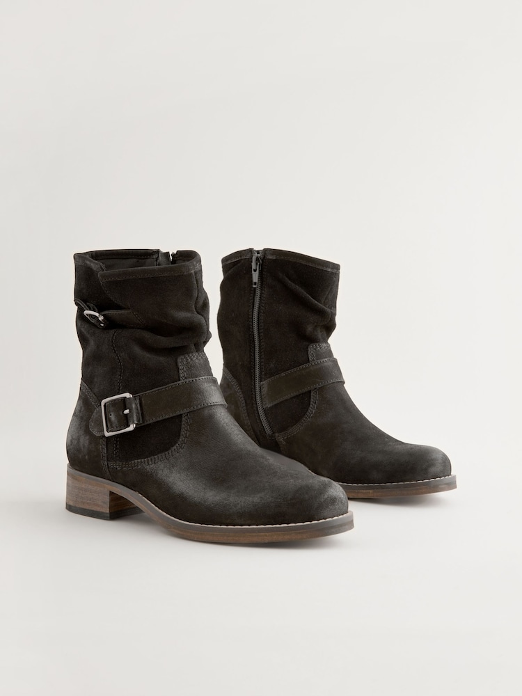 Black Standard/Wide Fit Forever Comfort® Leather Slouch Ankle Boots - Image 1 of 3