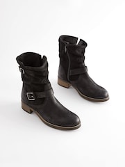 Black Standard/Wide Fit Forever Comfort® Leather Slouch Ankle Boots - Image 2 of 3