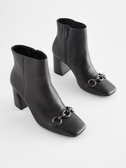 Black Forever Comfort® With Motionflex Chain Detail Square Toe Ankle Boots - Image 1 of 5