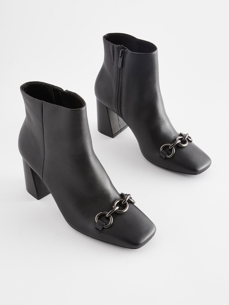 Black Forever Comfort® With Motionflex Chain Detail Square Toe Ankle Boots - Image 1 of 5