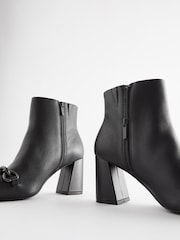 Black Forever Comfort® With Motionflex Chain Detail Square Toe Ankle Boots - Image 5 of 5