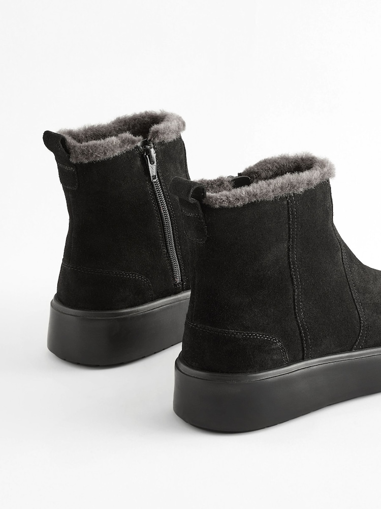 Black Forever Comfort® Faux Fur Suede Ankle Boots - Image 3 of 5