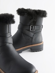 Black Forever Comfort® Faux Fur Lined Buckle Detail Boots - Image 3 of 5