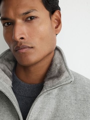 Reiss Grey Alps Wool-Blend Faux Fur-Collar Quilted Gilet - Image 4 of 7