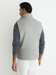 Reiss Grey Alps Wool-Blend Faux Fur-Collar Quilted Gilet - Image 6 of 7