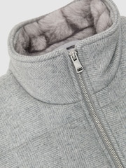 Reiss Grey Alps Wool-Blend Faux Fur-Collar Quilted Gilet - Image 7 of 7