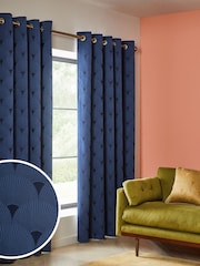 Swoon Navy Charleston Eyelet Curtains - Image 1 of 5