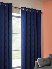Swoon Navy Charleston Eyelet Curtains - Image 2 of 5