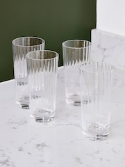 Jasper Conran London Clear Fluted Set of 4 Tall Tumbler Glasses - Image 1 of 6