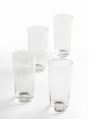 Jasper Conran London Clear Fluted Set of 4 Tall Tumbler Glasses - Image 2 of 6