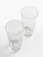 Jasper Conran London Clear Fluted Set of 4 Tall Tumbler Glasses - Image 3 of 6