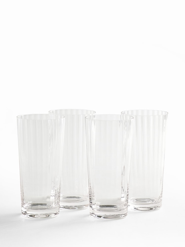 Jasper Conran London Clear Fluted Set of 4 Tall Tumbler Glasses - Image 6 of 6