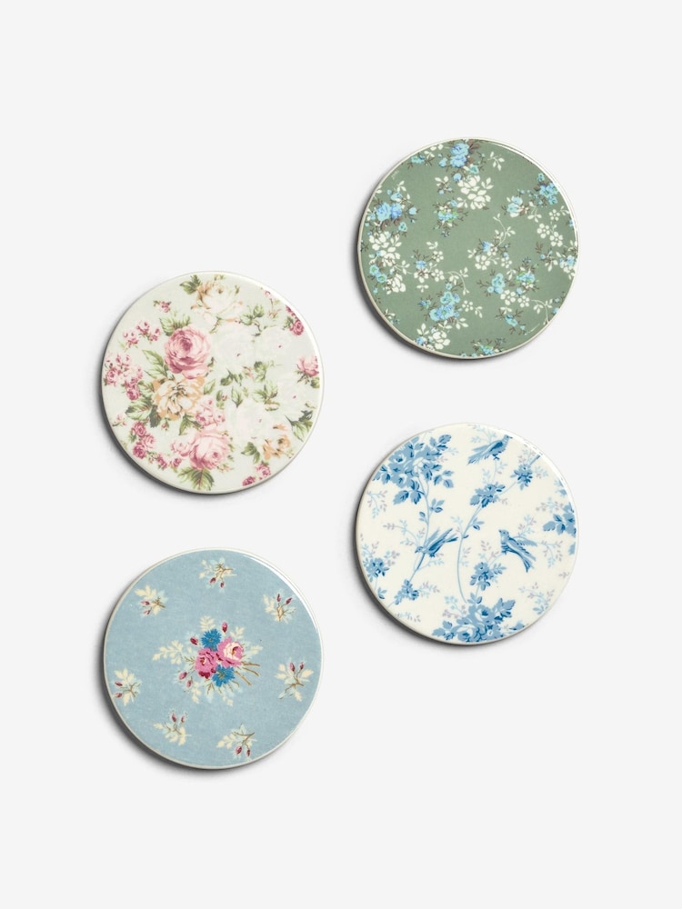 Shabby Chic by Rachel Ashwell® Set of 4 Multi Floral Fine China Coasters - Image 4 of 4