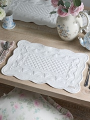 Shabby Chic by Rachel Ashwell® Set of 2 White Quilted 100% Cotton Placemats - Image 1 of 5