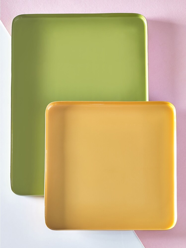 Novogratz Set of 2 Green/Yellow Trays - Image 2 of 5 Novogratz Set of 2 Green/Yellow Trays - Image 2 of 5
