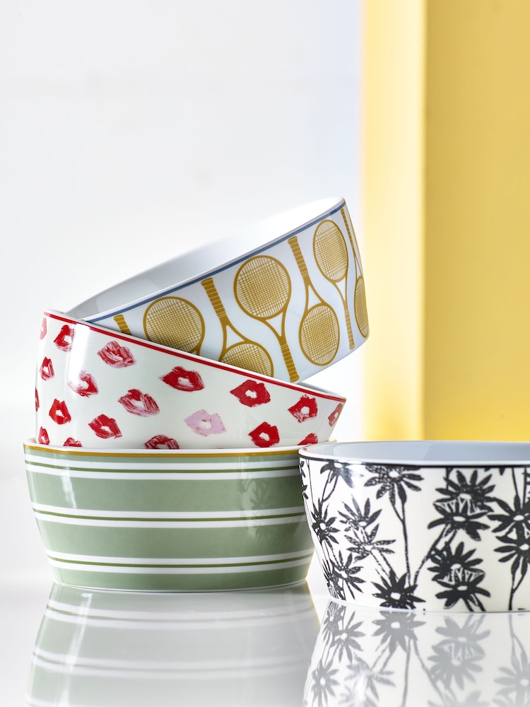 Novogratz 12 Piece Retro Mixed Slogan Dinnerset - Image 2 of 6