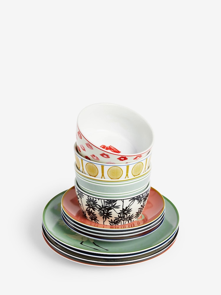 Novogratz 12 Piece Retro Mixed Slogan Dinnerset - Image 6 of 6