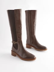 Chocolate Brown Regular/Wide Fit Forever Comfort® Chelsea Knee High Boots - Image 2 of 9