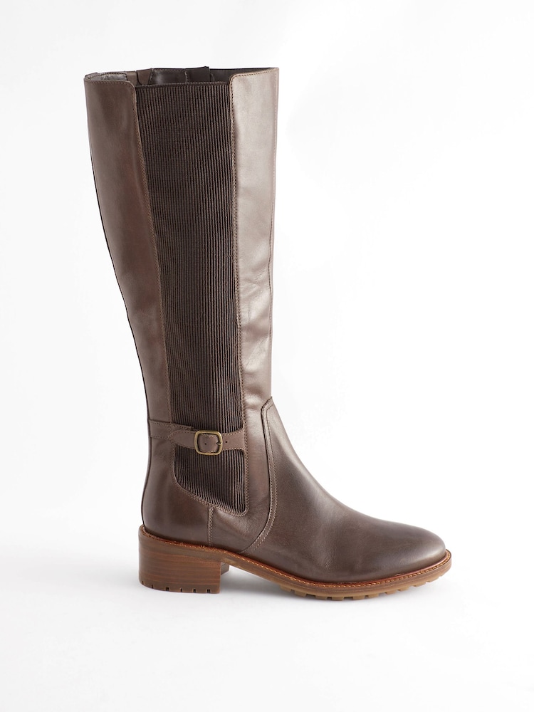 Chocolate Brown Regular/Wide Fit Forever Comfort® Chelsea Knee High Boots - Image 3 of 9