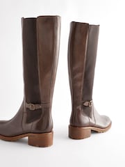 Chocolate Brown Regular/Wide Fit Forever Comfort® Chelsea Knee High Boots - Image 5 of 9