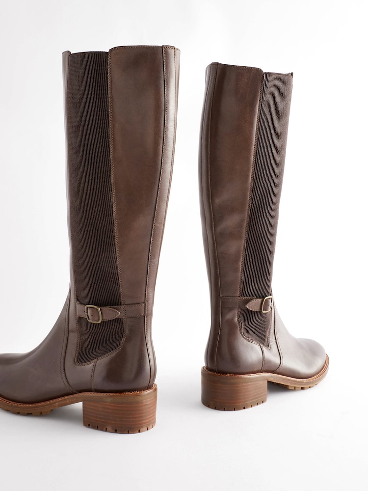 Chocolate Brown Regular/Wide Fit Forever Comfort® Chelsea Knee High Boots - Image 5 of 9