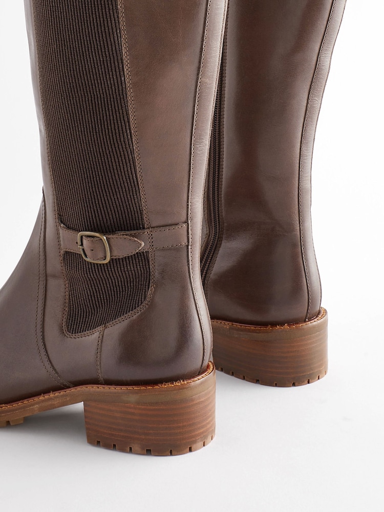 Chocolate Brown Regular/Wide Fit Forever Comfort® Chelsea Knee High Boots - Image 6 of 9