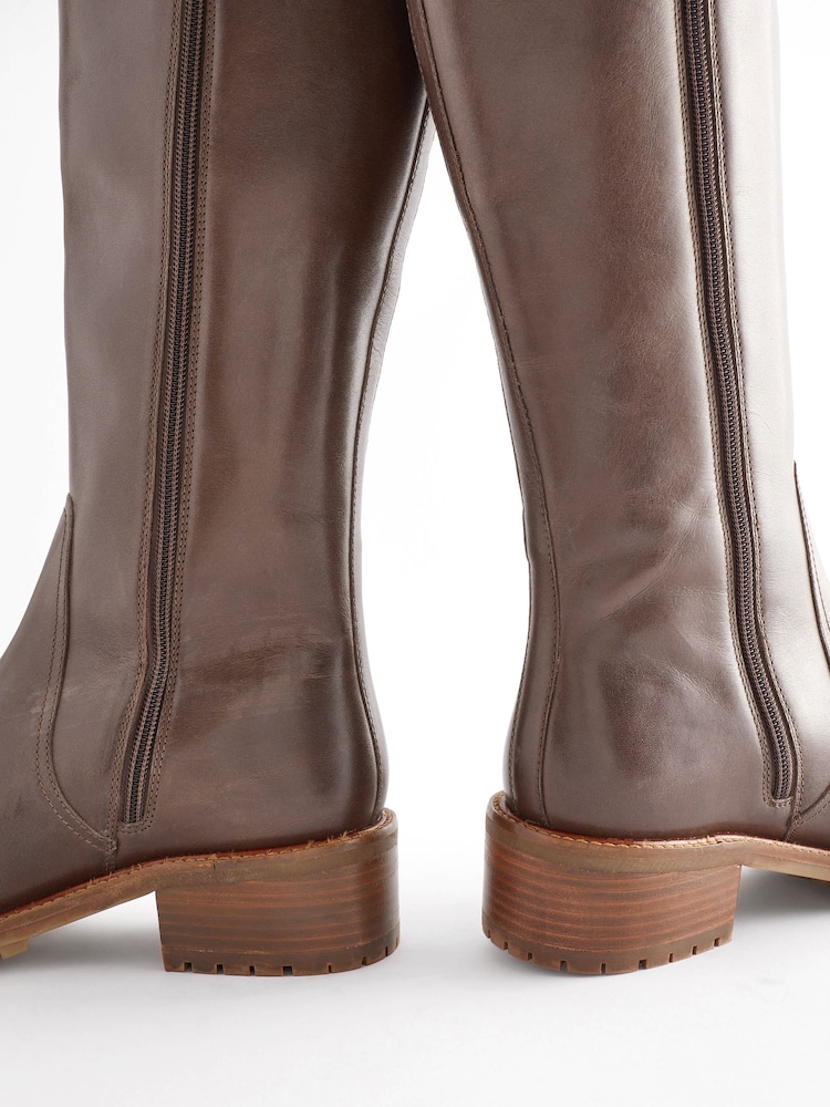 Chocolate Brown Regular/Wide Fit Forever Comfort® Chelsea Knee High Boots - Image 7 of 9