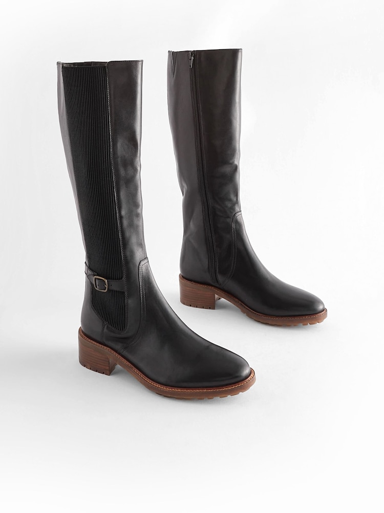 Black Regular/Wide Fit Forever Comfort® Chelsea Knee High Boots - Image 4 of 9
