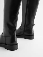 Black Forever Comfort® Leather Rider Knee High Boots - Image 10 of 11