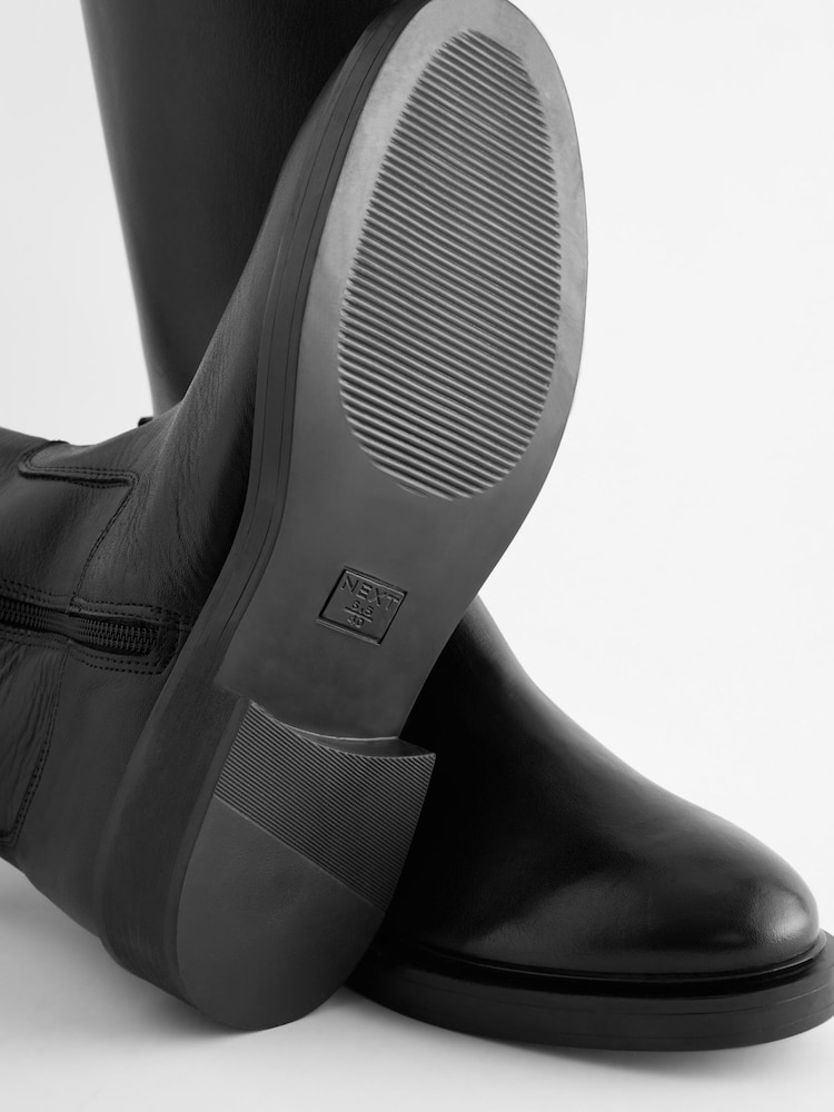 Black Forever Comfort® Leather Rider Knee High Boots - Image 11 of 11