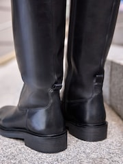 Black Forever Comfort® Leather Rider Knee High Boots - Image 4 of 11