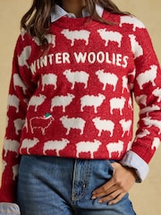 Rød - Joules Sheep Icon Crew Neck Knitted Jumper - Bilde 2 av 5