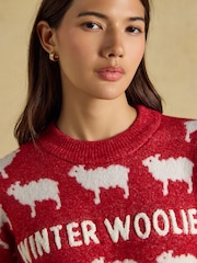 Rød - Joules Sheep Icon Crew Neck Knitted Jumper - Bilde 3 av 5