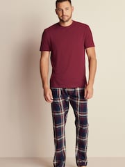 Red/Navy Blue Brushed Cotton Check Pyjama Set - Image 1 of 5