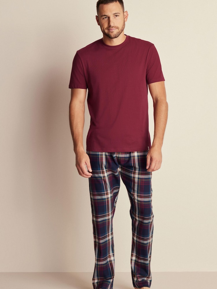 Red/Navy Blue Brushed Cotton Check Pyjama Set - Image 1 of 5