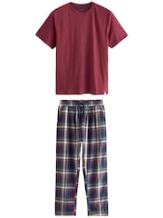 Red/Navy Blue Brushed Cotton Check Pyjama Set - Image 5 of 5