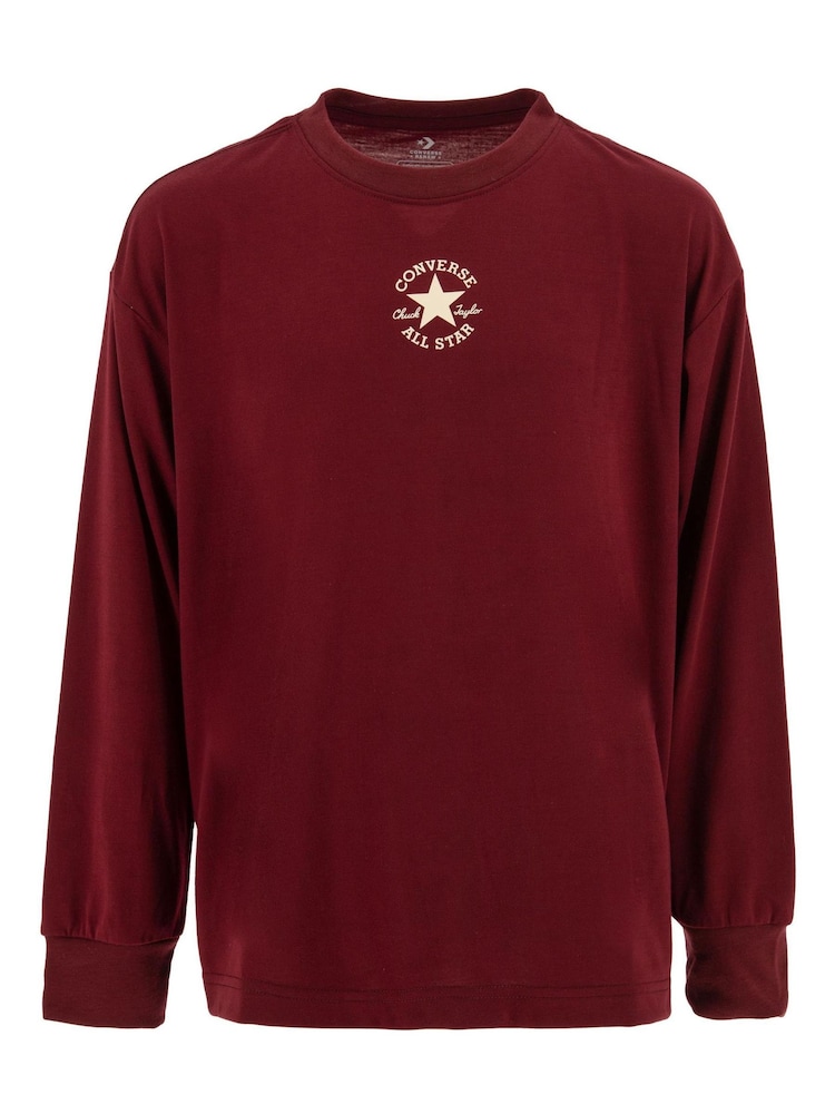 Converse Burgundy Red Logo Long Sleeve T-Shirt - Image 1 of 3 Converse Burgundy Red Logo Long Sleeve T-Shirt - Image 1 of 3