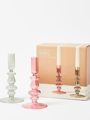 Oliver Bonas Pink/Green Hazel Candlestick Holders Set Of 2 - Image 3 of 4