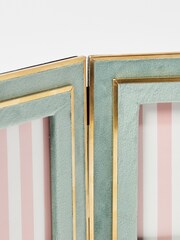Oliver Bonas Green Velvet Double Standing Photo Frame 4x4 - Image 2 of 2