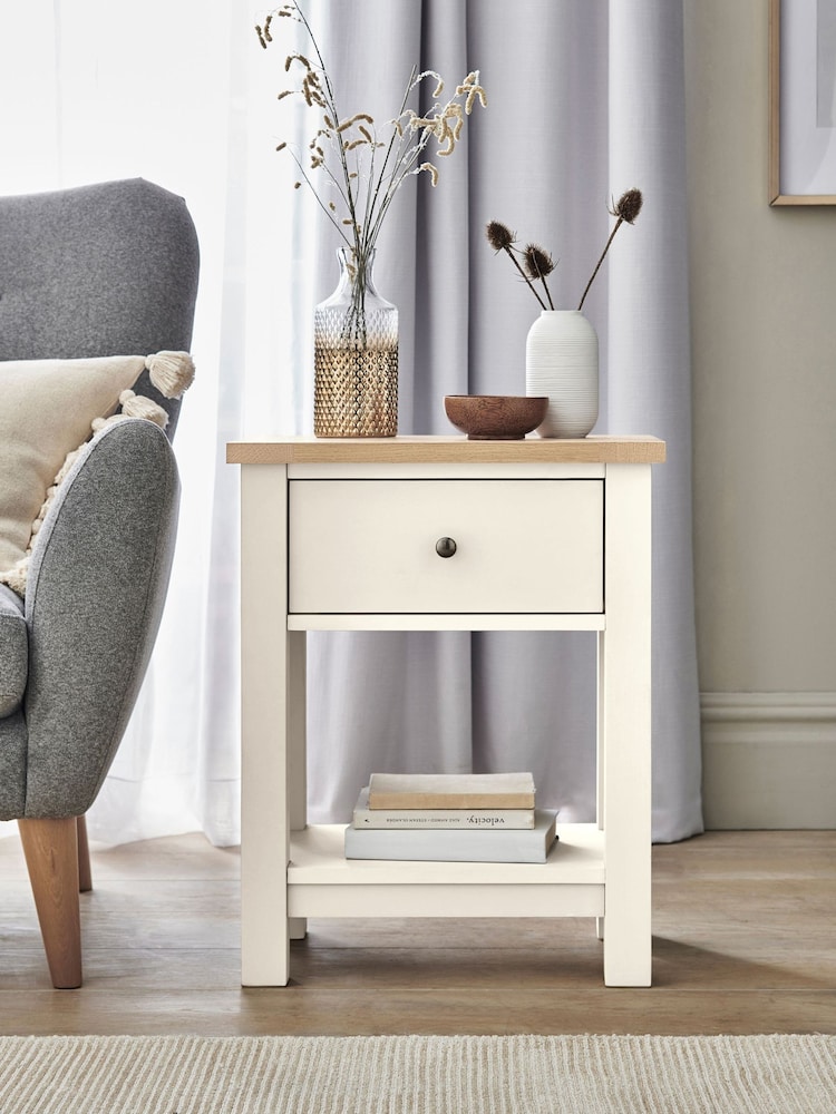Cream Malvern Oak Effect Side Table - Image 1 of 9