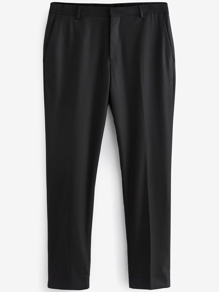 Schwarz - Slim Fit - Anzug mit Schalkragen: Hose - Bild 8 von 8