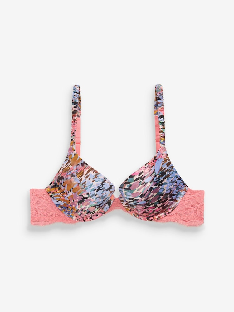 Multi Print Pad Plunge Push Up Satin Bra - Image 6 of 6