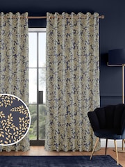 Sara Miller Smokey Blue Little Leaves Made to Measure Curtains - Image 1 of 9