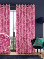 Sara Miller Fuchsia 100% Cotton Birds of Paradise Made to Measure Curtains - Image 1 of 8