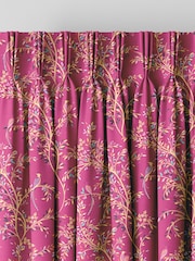 Sara Miller Fuchsia 100% Cotton Birds of Paradise Made to Measure Curtains - Image 2 of 8