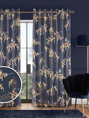 Sara Miller Navy Birds & Gate Made to Measure Curtains - Image 1 of 9