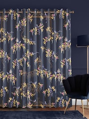 Sara Miller Navy Birds & Gate Made to Measure Curtains - Image 2 of 9