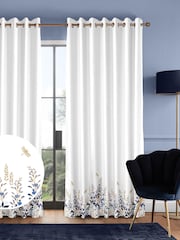 Sara Miller White 100% Cotton Wisteria Made to Measure Curtains - Image 1 of 9